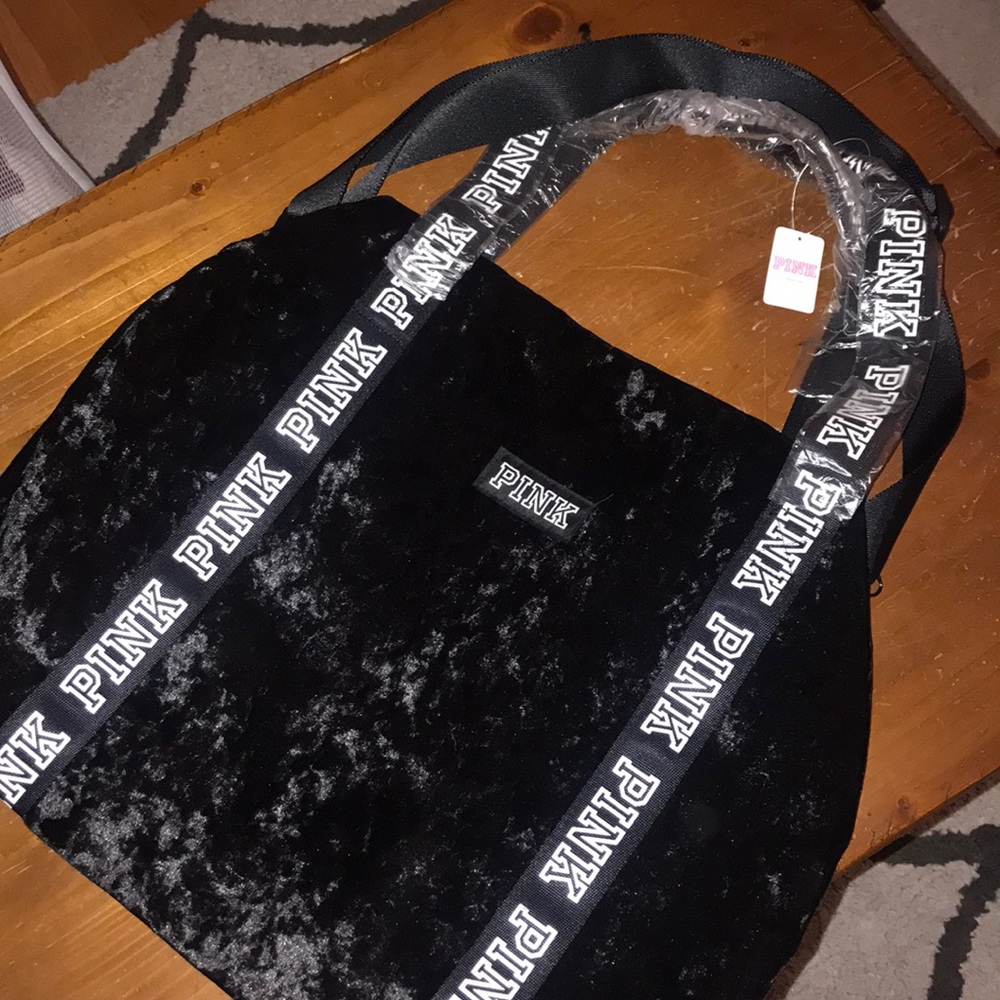 PINK crushed Velvet tote Bag.  BRAND NEW